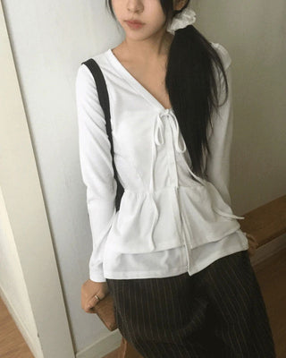 Shalu Frill Layered Button Strap Cardigan