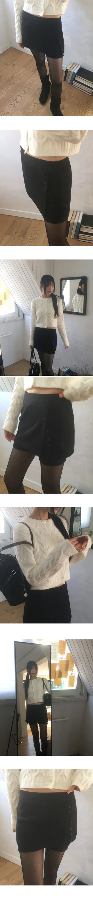 Peel Button Team Layered Skirt Shorts