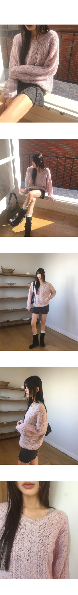 Wittle Alpaca Twisted V-Neck Knitwear