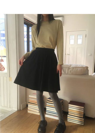 Tsuzen Corduroy Golden A-Line Midi Skirt