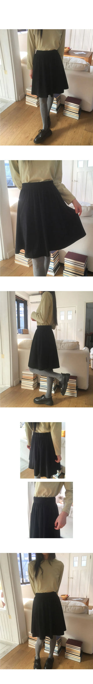 Tsuzen Corduroy Golden A-Line Midi Skirt