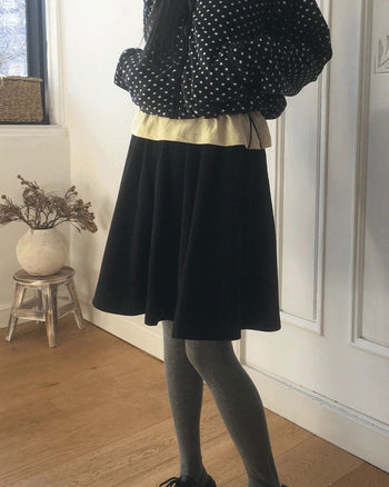 Tsuzen Corduroy Golden A-Line Midi Skirt