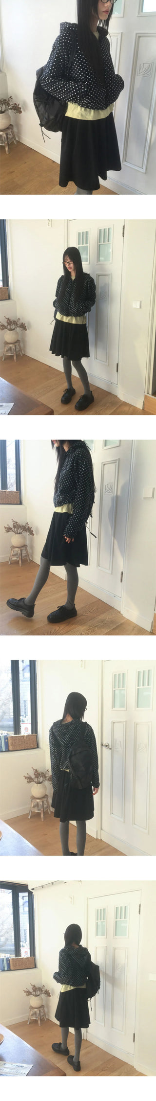 Nippu Dot Fleece Hooded Zip-Up Jacket