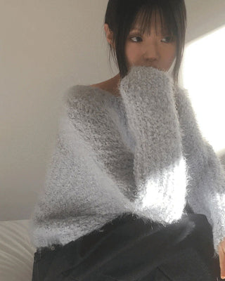 Poville Snowflake Poggle Off-Shoulder Boat Neck Knitwear