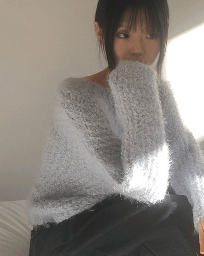 Poville Snowflake Poggle Off-Shoulder Boat Neck Knitwear