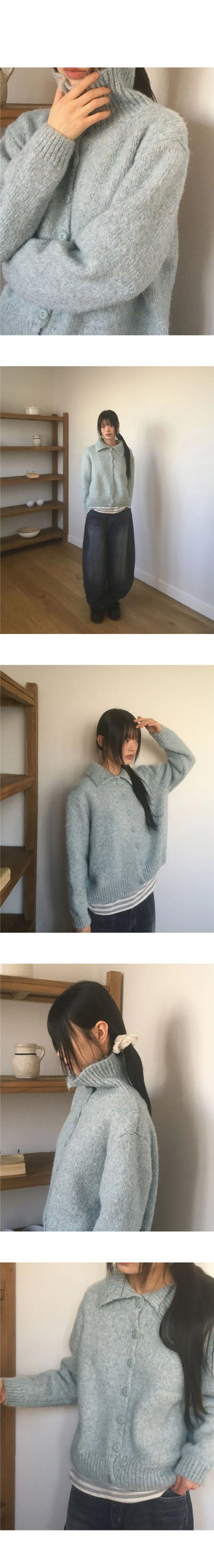 Neddick Cozy Golji Ribbed Loose Loose-fit Knitwear Cardigan