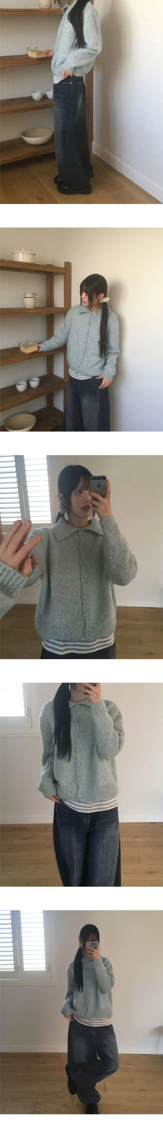 Neddick Cozy Golji Ribbed Loose Loose-fit Knitwear Cardigan