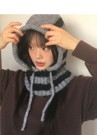 Nubbin Stripe Knitwear Balaclava Hat