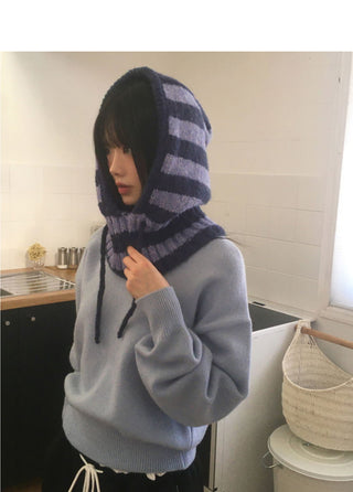 Nubbin Stripe Knitwear Balaclava Hat