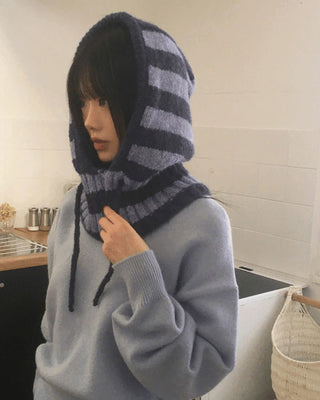 Nubbin Stripe Knitwear Balaclava Hat
