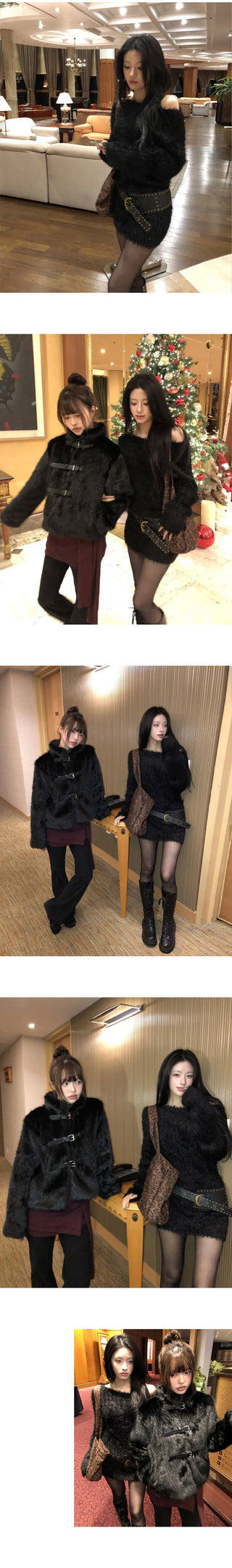 Plein Off-Shoulder Angora Knitwear Dress