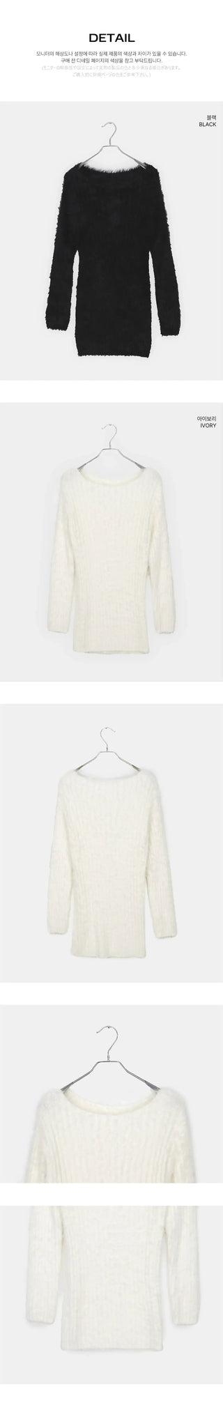 Plein Off-Shoulder Angora Knitwear Dress
