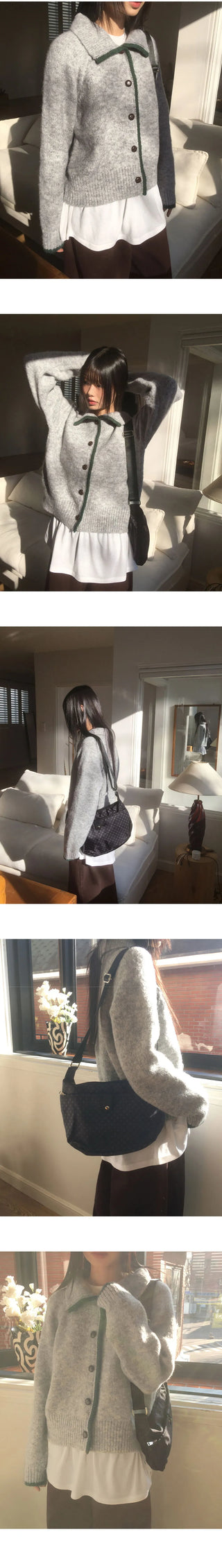 Lupe Line Color Block Overfit Collar Knitwear Cardigan