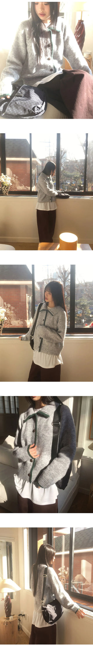 Lupe Line Color Block Overfit Collar Knitwear Cardigan