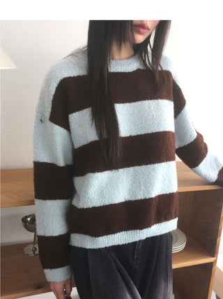 Keing Poyong Boucle Stripe Round Knitwear