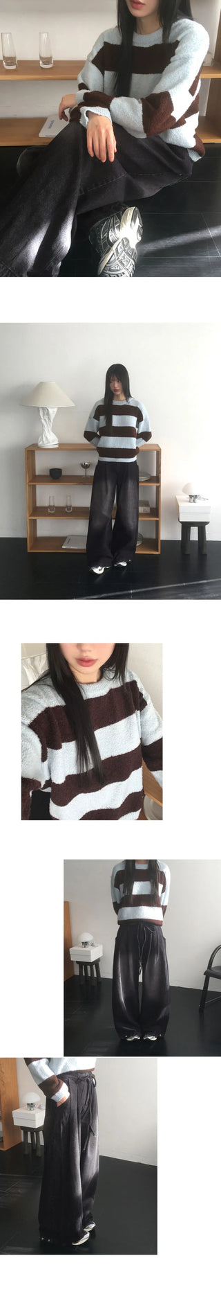 Keing Poyong Boucle Stripe Round Knitwear