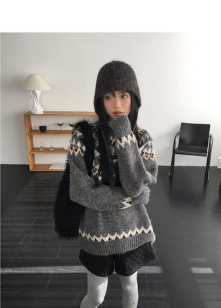Papping Nordic Loose-fit Round Knitwear