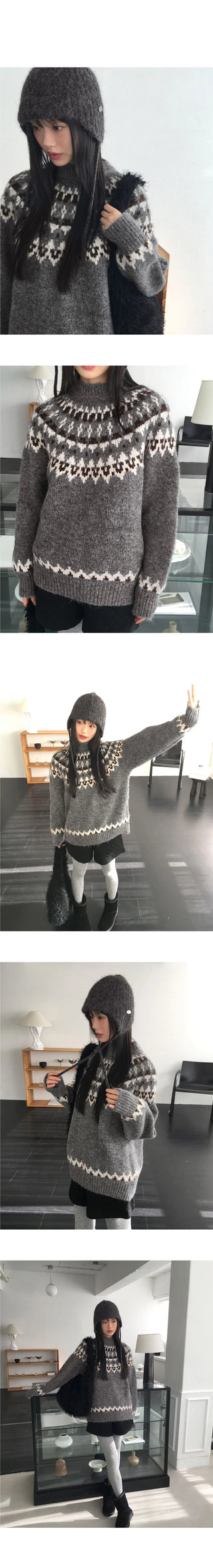 Papping Nordic Loose-fit Round Knitwear