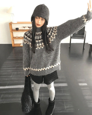 Papping Nordic Loose-fit Round Knitwear