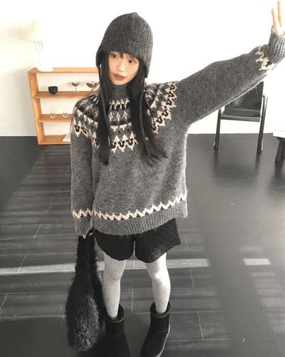 Papping Nordic Loose-fit Round Knitwear