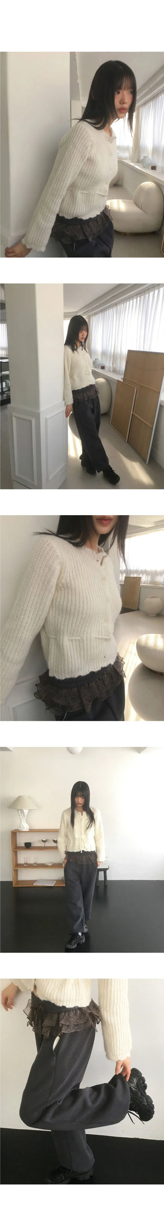 Keychain String Wave Round Knitwear Cardigan