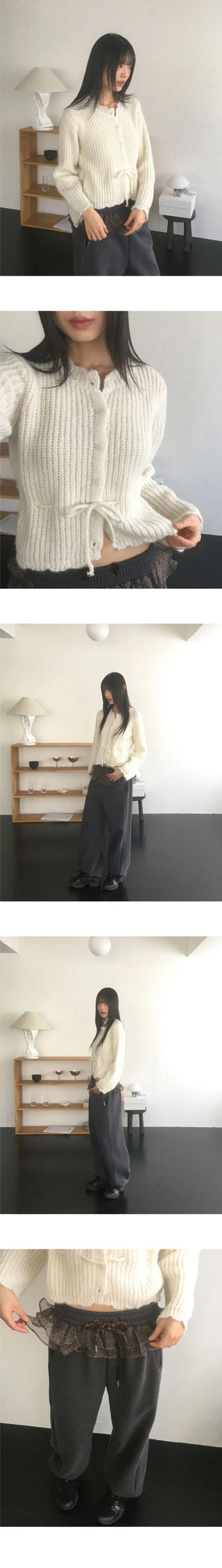 Keychain String Wave Round Knitwear Cardigan