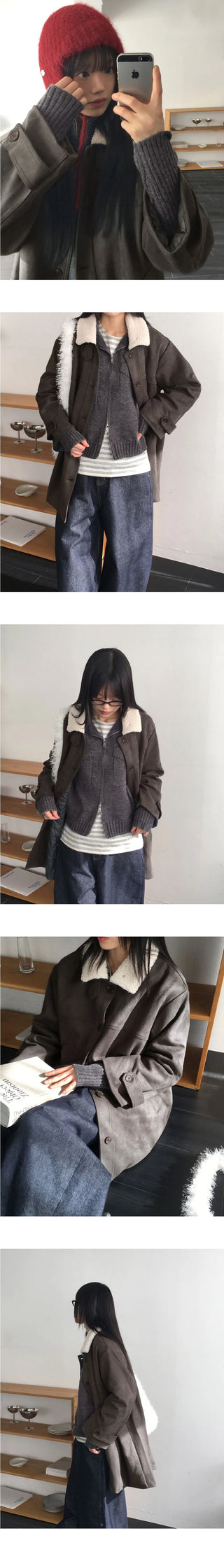 ZIMAN Ribbed HIGHNECK POCKET TWO WAY Knitwear Zip-up