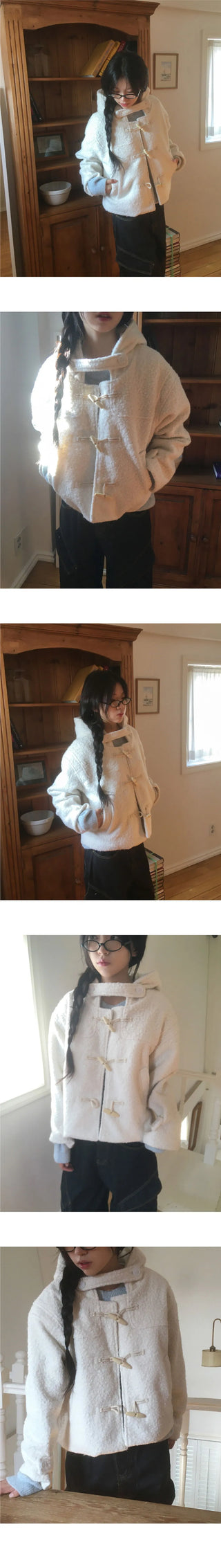 Zelga Pogle Duffle Tteokbokki Hooded Short Jacket