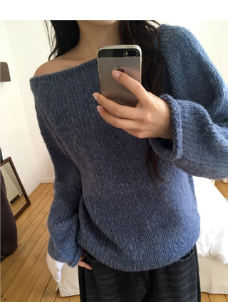 Hake Bokashi Roll-up A-line Fit Boat Neck Knitwear