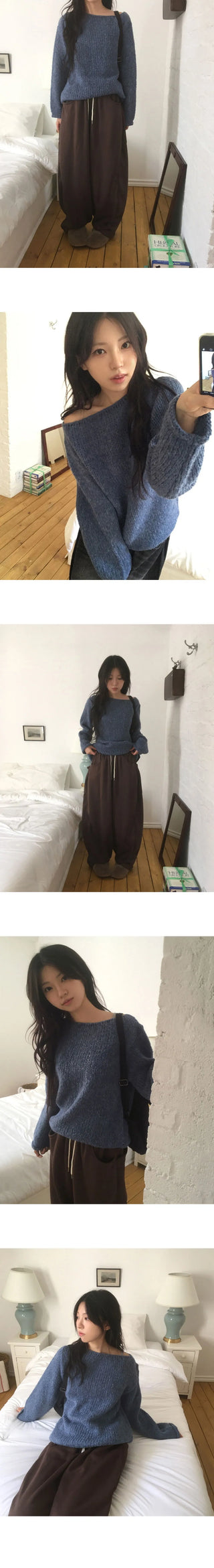 Hake Bokashi Roll-up A-line Fit Boat Neck Knitwear