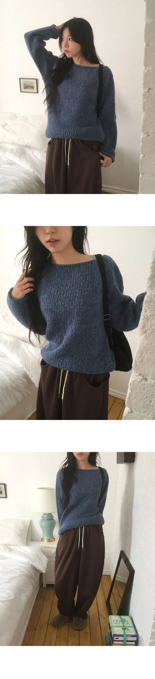 Hake Bokashi Roll-up A-line Fit Boat Neck Knitwear