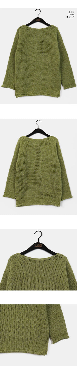 Hake Bokashi Roll-up A-line Fit Boat Neck Knitwear
