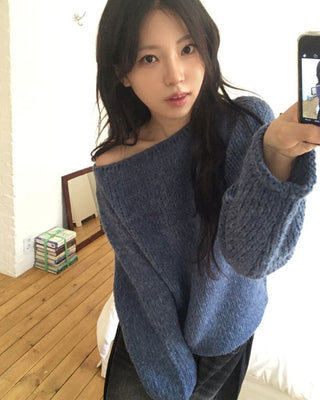 Hake Bokashi Roll-up A-line Fit Boat Neck Knitwear