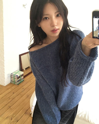 Hake Bokashi Roll-up A-line Fit Boat Neck Knitwear