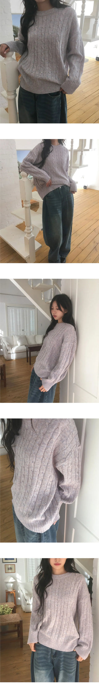 Rehel Cable Twisted Round Knitwear