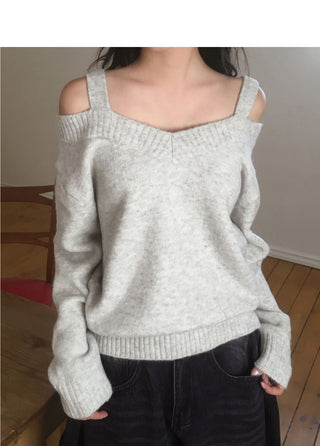 Olber loose Loose-fit strap off-shoulder knitwear