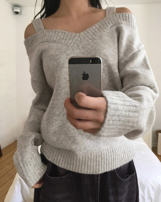 Olber loose Loose-fit strap off-shoulder knitwear