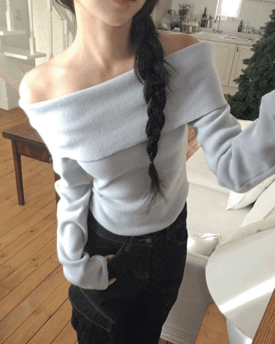Hezen Yerifit Off-Shoulder Knitwear T-Shirt