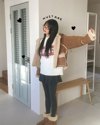 Most Wool Hooded Shearling Short Jacket