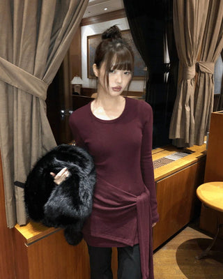 Hoyu Layered Dress Wrap Set Long Knitwear