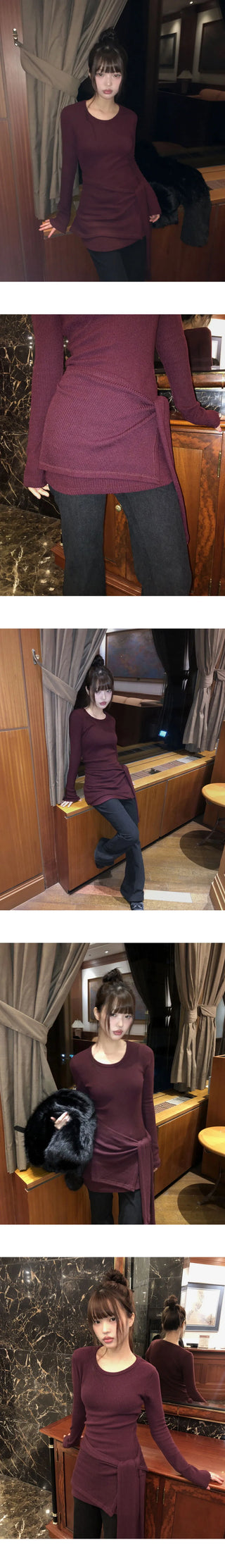 Hoyu Layered Dress Wrap Set Long Knitwear