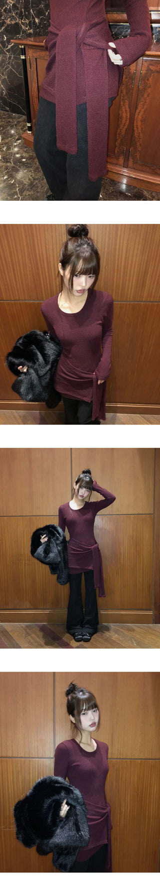 Hoyu Layered Dress Wrap Set Long Knitwear