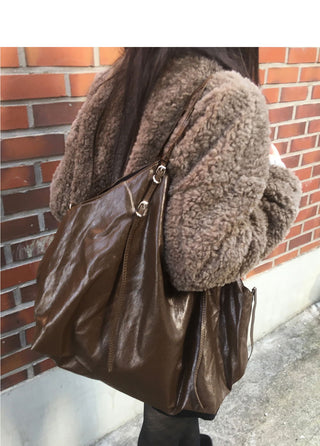 Mukun Belt Big Shopper Leather Shoulder Bag