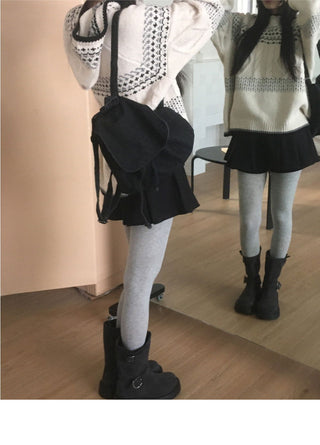 Chicken wool pin tuck mini skirt