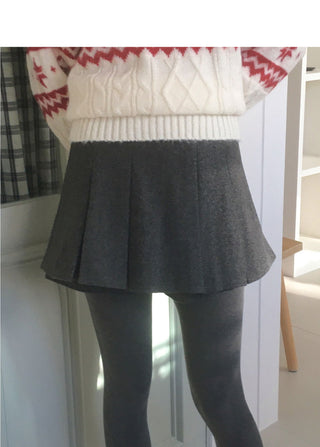 Chicken wool pin tuck mini skirt