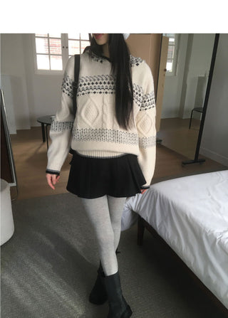 Chicken wool pin tuck mini skirt