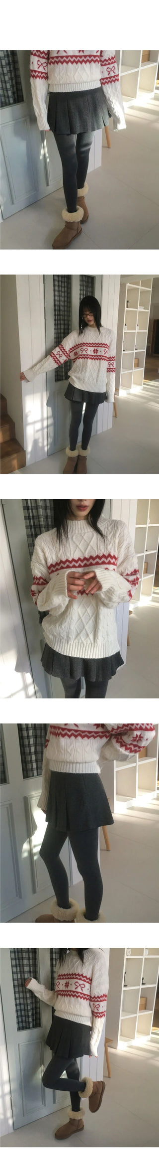 Chicken wool pin tuck mini skirt