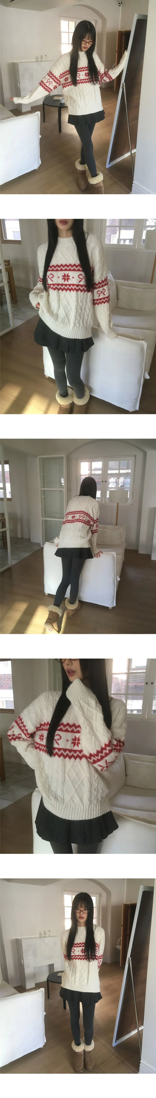Chicken wool pin tuck mini skirt
