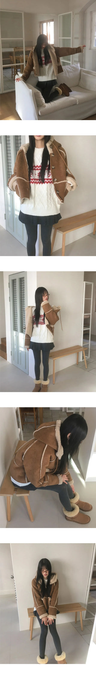 Chicken wool pin tuck mini skirt