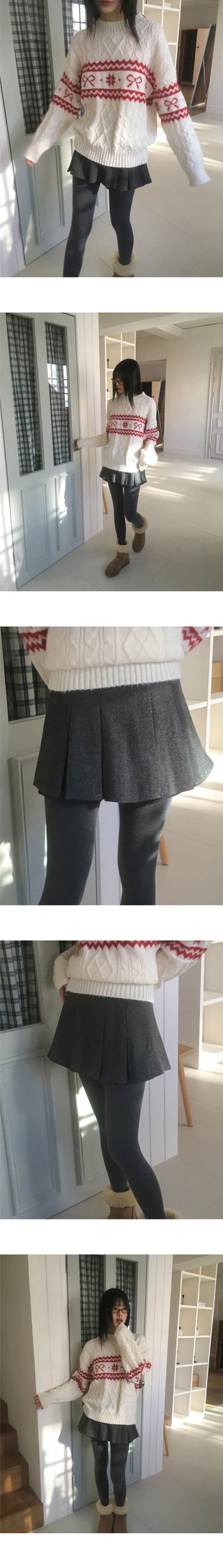 Chicken wool pin tuck mini skirt
